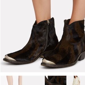 New GOLDEN GOOSE Ankle cow boy  Booties